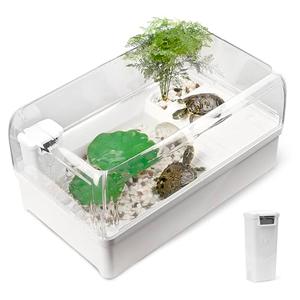 Clioran Turtle Tank Habitat Kit,Aquatic Tortoise Enclosure Starter Aquarium with Multi-Function Area and Water Filter, Baby Adult Turtles Tub Complete House,Terrarium for Red Eared Slider Reptile Crab