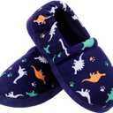 MIXIN Boys Slippers Indoor House Slippers Bedroom Dinosaur Soft Warm Boys House Shoes with Memory Foam (9-10 Toddler, Blue)