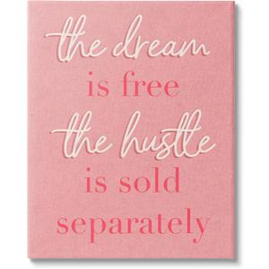 Stupell Industries The Dream Is Free Fashion Modern Pink Textured Word Design, 16.00" x 20.00", Gallery Wrapped Canvas