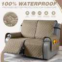 TAOCOCO 100% Waterproof Recliner Covers, Recliner Sofa Covers with Leg Straps, Reversible Recliner Couch Cover for Reclining Chair, Washable Couch Protector for Pets Kids(2 Seater, Khaki)