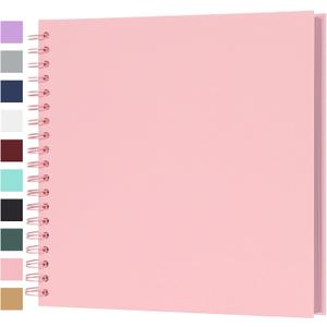 Scrapbook Album 10x10 Inches 40 Pages Hardcover Kraft Paper Photo Album Scrap Book Memory Book Blank DIY Scrapbook Albums for Boyfriend Wedding Baby Travel Anniversary Family, Pink
