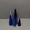 6 Pcs 10" 8" 6" Christmas Blue Cone Trees Decorations Glitter Velvet Cone Tree Centerpiece Christmas Blue Ornaments Table Centerpiece for Xmas Tabletop Crafts Wedding Party Room Decoration