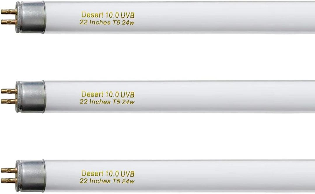 T5 10.0 UVB Reptile Light Bulb 22", Desert Reptile UVB Bulb 24W, for Lizards, Bearded Dragons, Chameleons