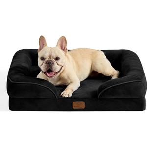 Bedsure Orthopedic Dog Bed Medium Size Dogs - Washable Medium Dog Cat Bed Waterproof, Comfort Pet Couch Sofa with Washable Removable Cover, Pets Bed with Nonskid Bottom, Black, 28"