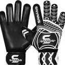 SAWANS Goalkeeper Gloves Football Training Equipment for Kids Boys Youth Adult Men Goalie Gloves Grips Palm Protection Double Layer Breathable Goalkeeping (9, Black)