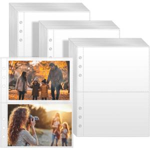 VOKOY 90 Pack Clear Binder Sleeves, Double Sided 2 Pocket Plastic Sleeves Pouch Binder Inserts Refill Sheets Protectors Photo Card Album Page Sticker Organizer for 6 Ring A5 Binder,360 Pockets