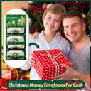 5 x Christmas Money Holders, Cash Gift Card Holders Xmas With 10 Slots Christmas Gift For Men Women Girls Boys, Surprise Money Envelopes, Green