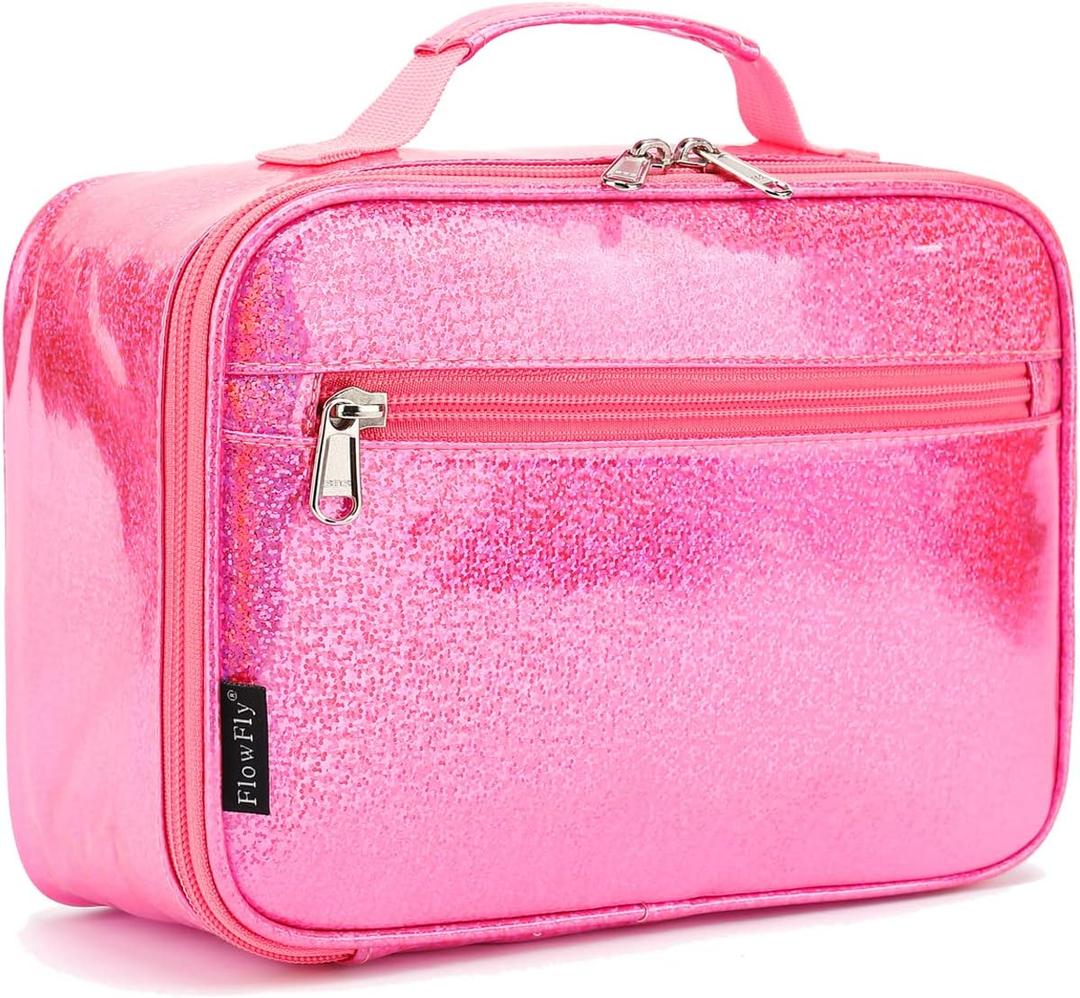 FlowFly Kids Lunch box Insulated Soft Bag Mini Cooler Back to School Thermal Meal Tote Kit for Girls, Boys, Pink