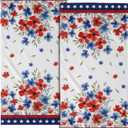 4th of July Poppy Flowers Hand Towels for Bathroom Set of 2 Patriotic Red Blue Floral Dish Towels for Kitchen Soft Absorbent Memorial Day Decorative Washcloths for Home Shower Hotel Gym 14"x28"