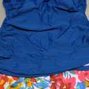 Eomenie Women's Swimsuit Tankini Set Modest Tummy Control Slimming Bathing Suits Two Piece Swim Suit with High Waisted Short (Large, Blue Floral)