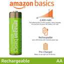 Amazon Basics 24-Pack Rechargeable AA NiMH High-Capacity Batteries, 2400 mAh, 1.2V, Low Self Discharge, Pre-Charged, Recharge up to 400x Times