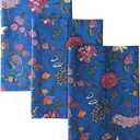 AVKA Studio 100% Cotton Decorative Kitchen Towels- Set of 3 Dishcloths- 19 x 27 inches- Blue Floral Kitchen Towels- Absorbant Kitchen Dish Towel for Dryng Dishes- Indian Block Print Cute Tea Towels