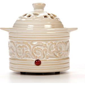 Hosley Cream Electric Potpourri Warmer 5.5" High Ideal Gift for Wedding Special Occasions Spa Aromatherapy Reiki Meditation Settings and Home Office