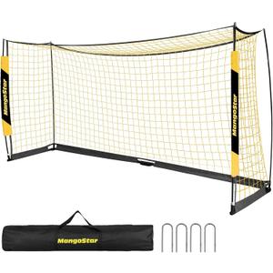 MangoStar Soccer Goal, 12X6 FT Soccer Goal for Backyard Portable Net Collapsible Metal Base, Quick Set Up Soccer Net for Indoor Outdoor Practice Training with Carry Bag