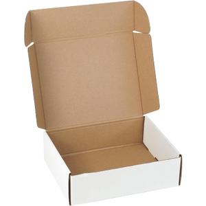 10"x8"x3" Shipping Boxes Set of 5, White Corrugated Cardboard Box Literature Mailer