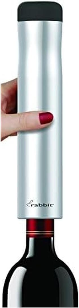 Rabbit Automatic Electric Corkscrew - Hands-Free Wine Opener with Integrated Foil Cutter, Rechargeable Cordless Electric Bottle Opener for All Cork Types - Barware Essential & Kitchen Tools (2 x 9.6 IN, Silver)