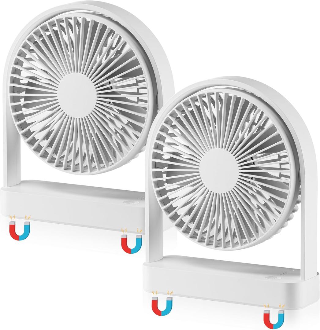 Magnetic Cruise Ship Fan, Portable USB-C Desk Fan with Strong Magnet Base, Adjustable 3 Speed & Quiet Operation, Ideal for Cruises Office Home Travel 2 Pack