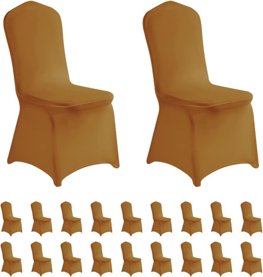 LZY 20pcs Spandex Chair Cover Stretch Slipcovers for Wedding Party, Dining Banquet Chair Decoration Covers (Gold, 20)
