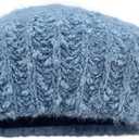 Cable Knit Beret Hats for Women Breathable and Structured Winter Hat Rugged Cotton Blend Slouchy Beanie French Style (One Size, Blue)