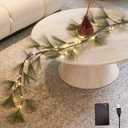 LITBLOOM Christmas Pine Garland with Lights 6FT Battery Operated and USB Powered, Lighted Garland with Timer 36 LED Lights for Fireplace, Mantle, Table Christmas Decoration