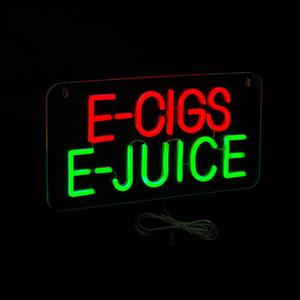 LED E-cigs E-juice Neon Sign, 15.6"x7.8", High Bright Business Signboards for Vape Smoke Tobacco Convenience Stores, Hookah Lounge, Clear Acrylic Backboard, Easy to Install, Storefront Decor.
