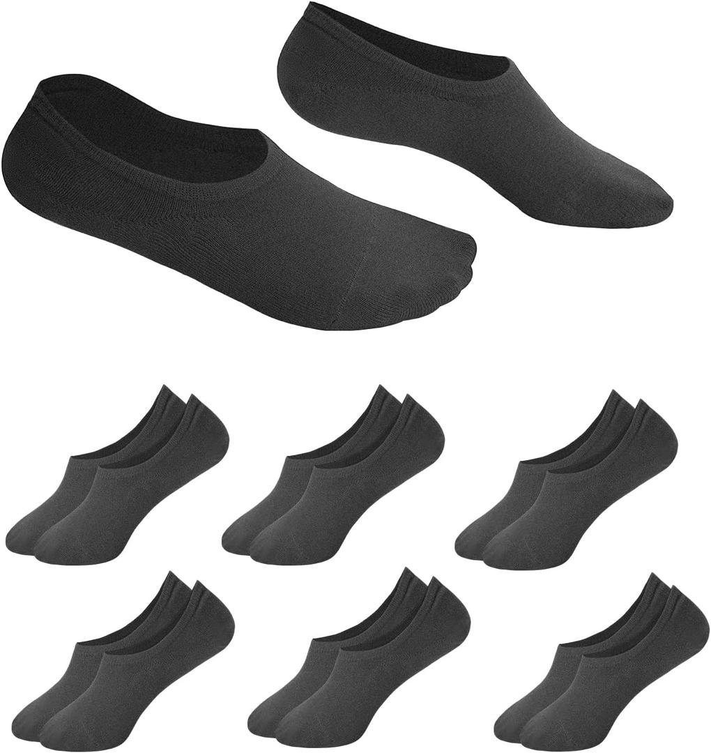 No Show Socks for Men Size 9-12/12-15 Invisible Low Cut Breathable Cotton Liner Socks With Non Slip Grip (Gray, S)