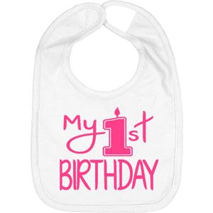 Aiden's Corner Handmade Cute Baby Boy Girl First Birthday Smash Cake Bibs - Birthday Bib (Pink White)