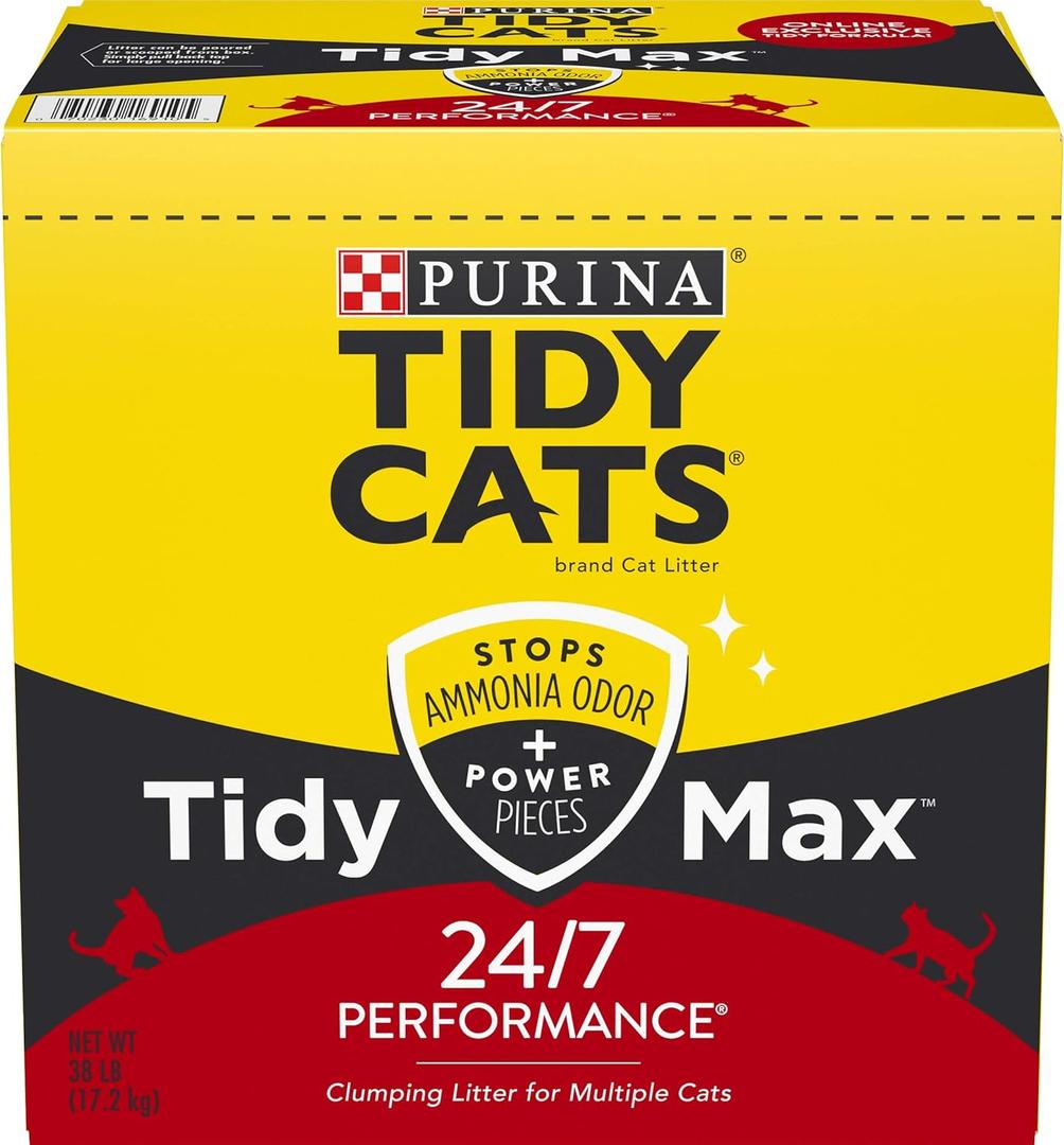 Purina Tidy Cats Clumping Cat Litter, Tidy Max 24/7 Performance Multi Cat Litter - 38 lb. Box (38 Pound (Pack of 1))