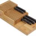 Joseph Joseph DrawerStore Knife Organizer, holds up to 12+ knives, Kitchen Organization & Drawer Storage, Bamboo (Large)