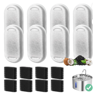 8-Pack Cat Water Fountain Filters with Pump Sponges — Activated Carbon, Ion-Exchange Resin & Cotton Mesh Replacement Filters for Pet Drinking Fountain Pack of 2