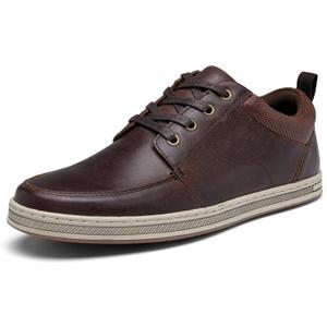 Jousen Men's Leather Fashion Sneakers Retro Dress Business Casual Shoes for Men (13, Amy5122-darkbrown)