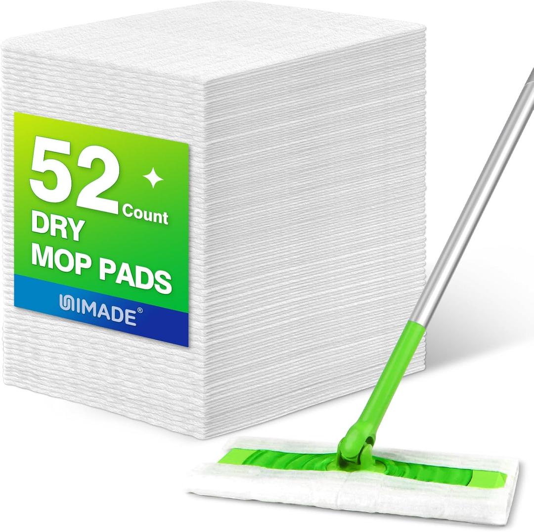 Dry Sweeping Cloths, 52 Count Mop Refill Compatible with Swiffer Sweeper - Disposable Duster Refills Mops for Cleaning Hardwood Floor Dust