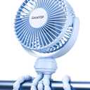 Gaiatop Mini Portable Stroller Fan, Battery Operated Small Clip on, Detachable 3 Speed Rechargeable, 360 Rotate Flexible Tripod Better Cooling for Car Seat Crib Treadmill Travel Blue