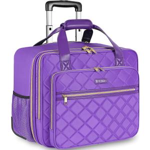 Ytonet Rolling Briefcase for Women, 17.3 Inch Large Rolling Laptop Bag with Wheels, Water Resistant Stylish Overnight Computer Bag for Work Travel College Business Wife Mom Teacher, Purple
