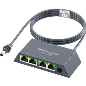 for Starlink Gen3/Mini Ethernet Adapter(2M) with 4 RJ45 Ports,Multi Ports Starlink Ethernet Adapter with Wired External Network for Other Devices and Network Cable[4 Devices Networked Simultaneously]