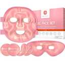 Medi Grade Cooling Ice Face Mask and Cooling Eye Mask for Puffy Eyes, Pink - Self Care Face Ice Pack with ChillGel Face Ice Mask Technology - Cooling Face Mask, Eye Pads and Bag