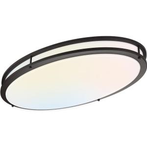 DAKASON 32In Oval LED Flush Mount Ceiling Light for Kitchen, 50W Large LED Ceiling Light Fixture for Living Room, 3000K/4000K/5000K Adjustable, Dimmable Ceiling Lighting for Dining Room/Bedroom, ORB (Oil Rubbed Brown)