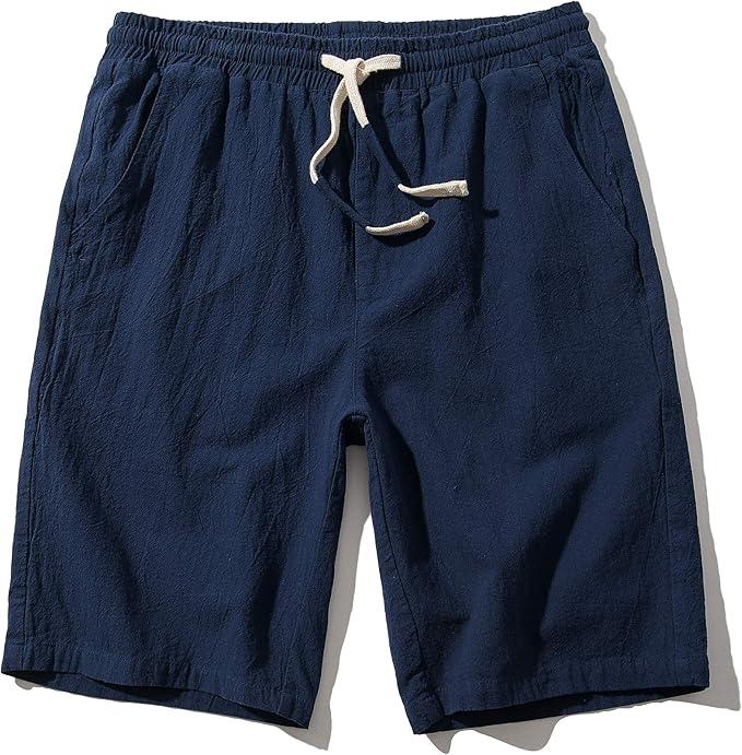 Mens Linen Shorts Casual Drawstring Elastic Waist Lightweight Breathable Summer Beach Shorts for Men, 2XL