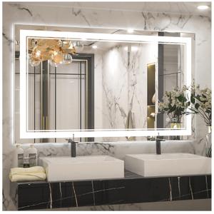 Keonjinn LED Bathroom Mirror with Lights, 40 x 24 Inch Front Lighted Vanity Mirror, HD Tempered Glass, UL-Listed LED Driver, Anti-Fog, 6000K Dimmale, Memory Function, Easy Installation (24"L x 40"W)