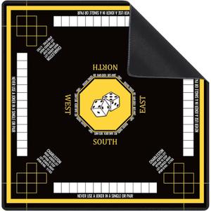 Mahjong Mat for Table 31.5''x31.5'', Non-Slip Mahjong Cloth Cover with Game Rules, Mahjong Tablecloth for Poker, Board Games Table Mat, Card Games, Tile Games, Dominoes (Black)