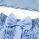 SUNNY PIGGY Newborn Baby Girl Clothes Toddler Ruffle Romper Top Infant Skirt Set (Blue)