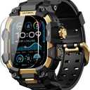 ULTIMAL Rugged Case with Band for Apple Watch 49mm,Compatible with Apple Watch Ultra/Ultra 2, Military Grade Shockproof Bumper Cover for iWatch Tactical Band Men (49mm,Gold)