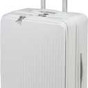 24 Inch Luggage, Front Open Carry on Suitcase, PC+ABS Luggage, Built-in Lock, with Cup Holder & USB Type-C Charging Port & Phone Stand, Suitcase with Wheels, White 24Inch