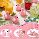 Honoson 24 Pcs Flamingo Rubber Duckies Bulk Flamingos Party Favors Bath Pool Floating Squeak Rubber Ducks for Birthday Party Decoration Cake Decoration(Cute,Light Pink)
