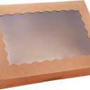 20-Pack Bakery Boxes with Window, 12" x 8" x 2.5" Cookie Boxes, Treat Boxes, Large Donut Boxes for Muffins and Pastries (Brown)