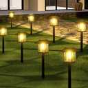 16-Pack Solar Lights Outdoor (Extra-Bright & Auto On/Off), Solar Powered Garden Lights, Outdoor Waterproof Solar Pathway Lights for Patio, Path, Yard, Landscape, Driveway, Walkway Decor (Warm White)