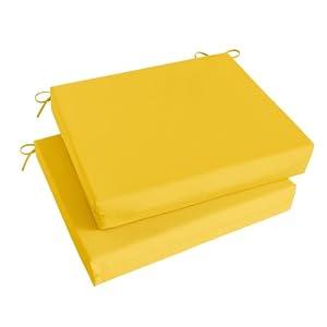 Basic Beyond Outdoor Chair Cushions Set of 2, Waterproof Outdoor Cushions with Ties, Square Corner Patio Furniture Cushions, 18.5"x16"x3", Yellow