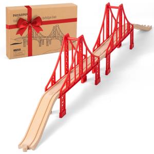 Wooden Train Track Accessories Train Railway Accessories Double Suspension Train Bridge Toy Train Set for Toddlers 3-5 Train Tracks Compatible with All Leading Brands