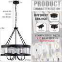 Black Farmhouse Crystal Chandeliers for Dining Room Light Fixture, 21.65inch