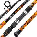 Sougayilang Surf Spinning Fishing Rod Carbon Travel Surf Rod M/ MH 3 Piece Spinning Fishing Rod, Orange, 11'